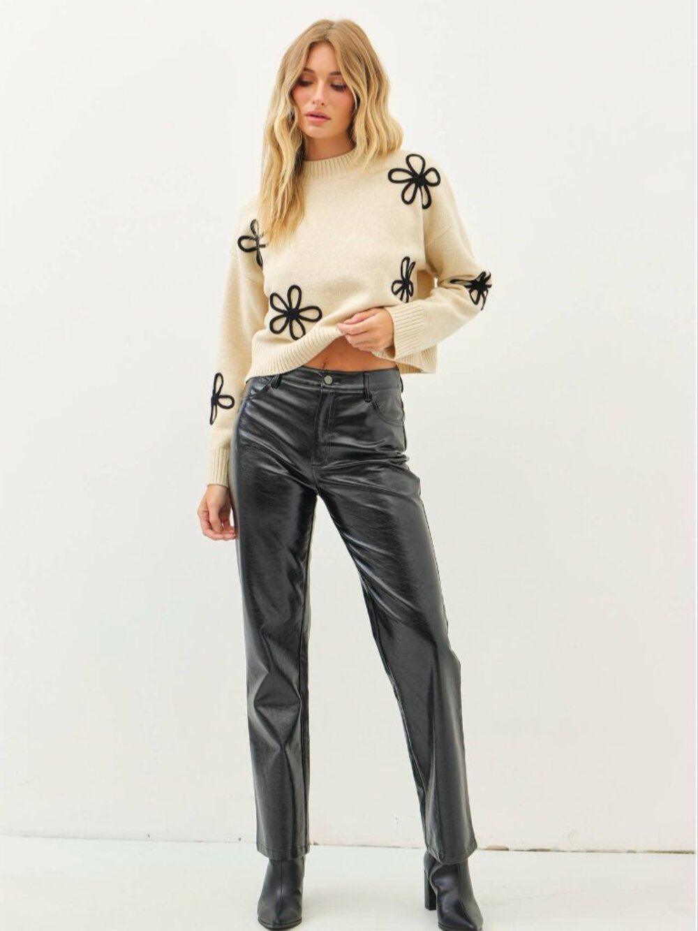 Metallic Straight Leg Pants